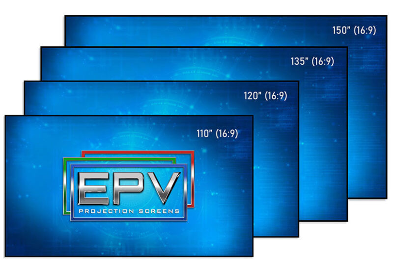 Comes in four 16:9 sizes: 110", 120", 135" and 150" (diagonal)