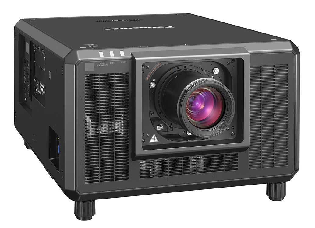 Panasonic PT-RZ34KU Laser 3-DLP Projector, WUXGA, 31K Lumens, No Lens — Right angle view