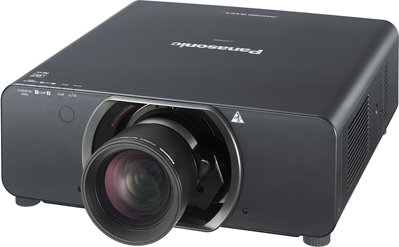 Panasonic PT-DW8300U 3-DLP Projector, 1366x768, 9600 Lumens, No Lens — Angle view