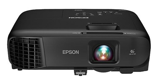Epson PowerLite 1288 LCD Projector, 1080p, 4000 Lumens — Front and top view