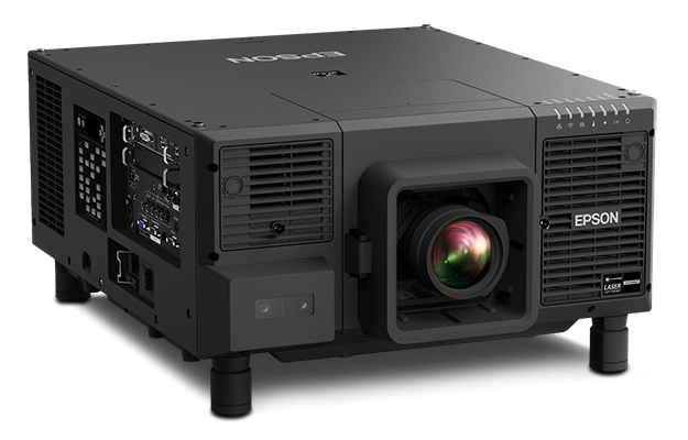 Epson L20000UNL Laser LCD Projector WUXGA, 20K Lumens — Left angle view with I/O panels