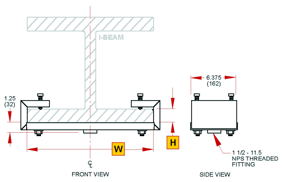 Peerless TV Brackets I-beam Clamp- illustration