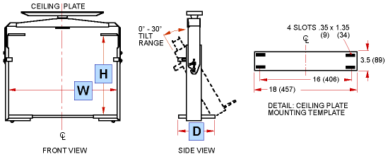 Peerless Jumbo 2000 TV Ceiling Mount- tech data