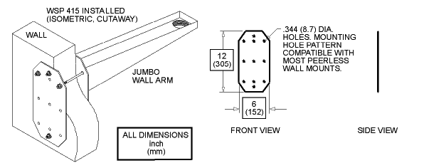 Wall Back-Up Plate model WSP415 - dimensions