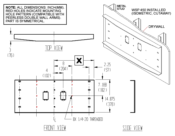Triple Stud Wall Plate - dimensions